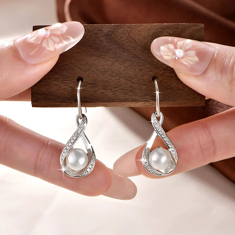 Infinity D Moissanite Dangle Hook Earrings