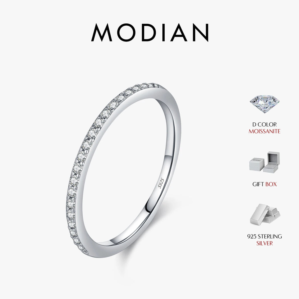 Eternity Moissanite Ring 925 Sterling Silver Sparkling
