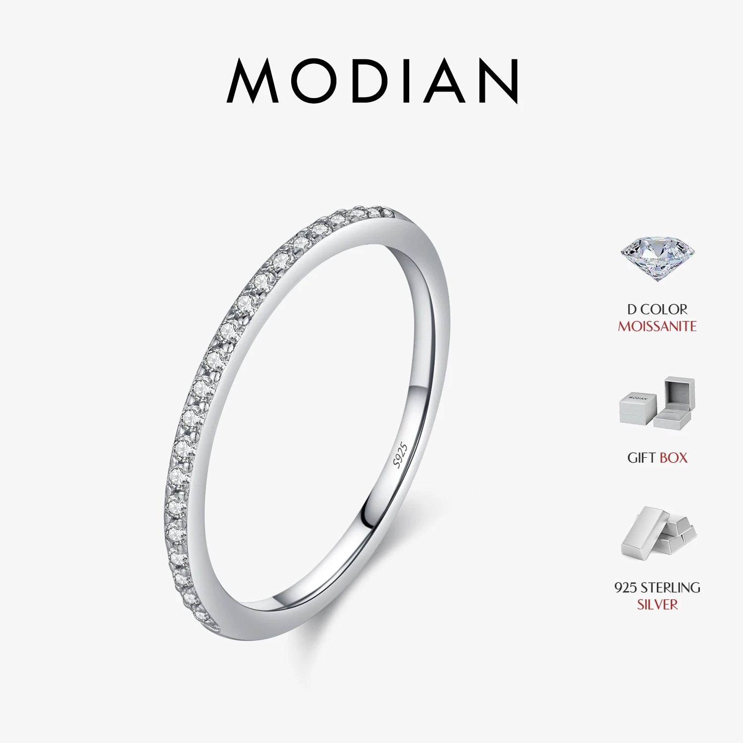 Eternity Moissanite Ring 925 Sterling Silver Sparkling