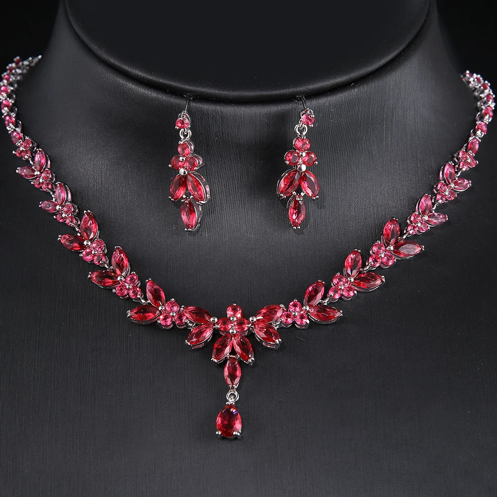 Emmaya Exquisite Jewelry Sets  Cubic Zircon Stud Earrings & Necklace
