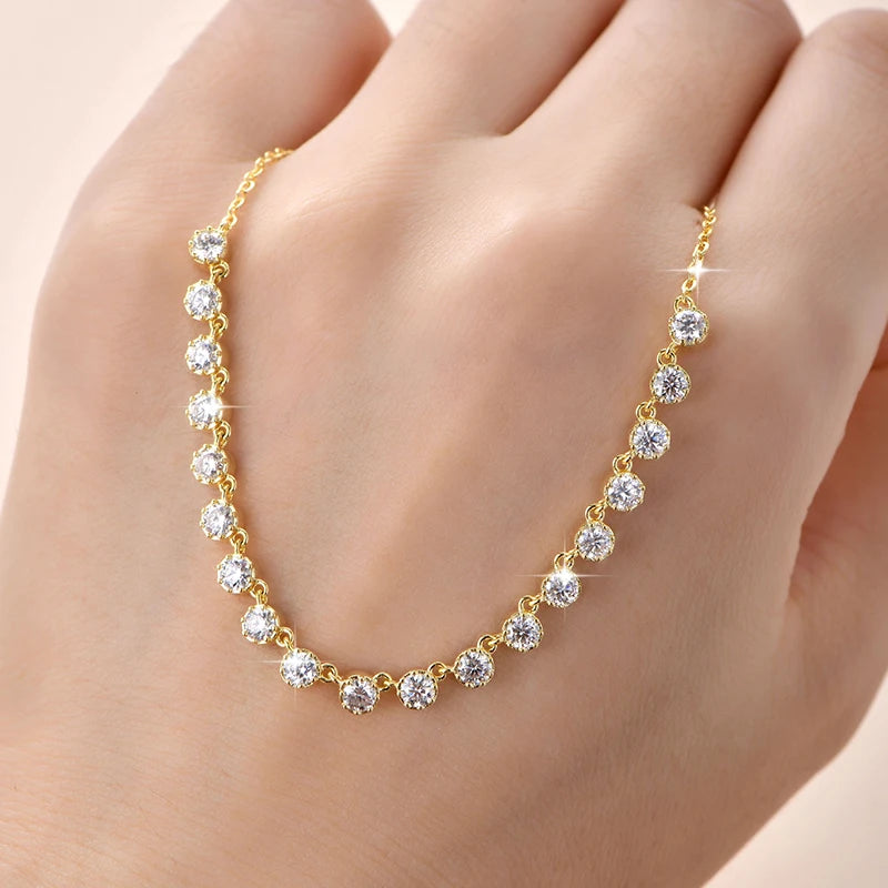 14K Gold Filled 3mm Moissanite Bubble-Style Necklace with Certified