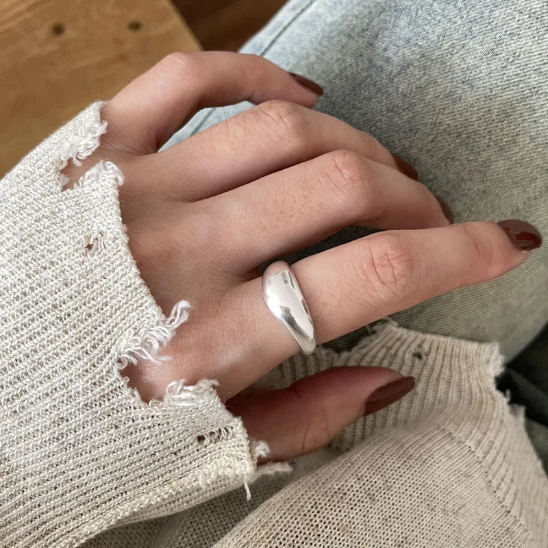 925 Sterling Silver Irregular Ring for Women Geometry Versatile Minimalism