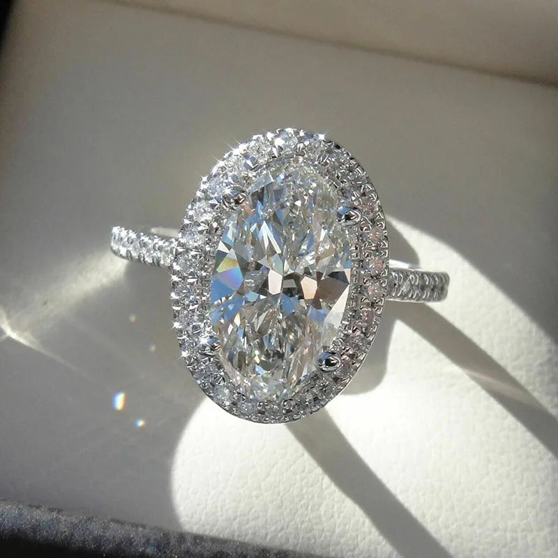 Moissanite 925 Sterling Silver Ring For Women Square Round 1CT 2CT 3CT Brilliant Diamond