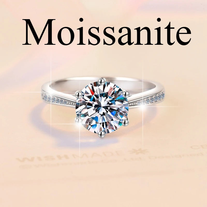 Moissanite Ring For Women 925 Silver Stone