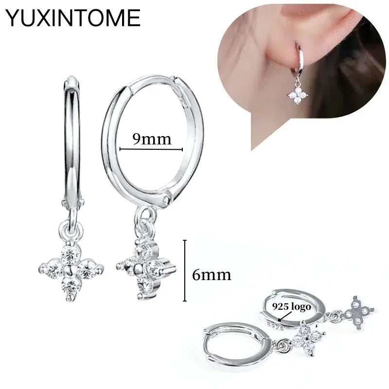 Sterling Silver White Crystal Earrings
