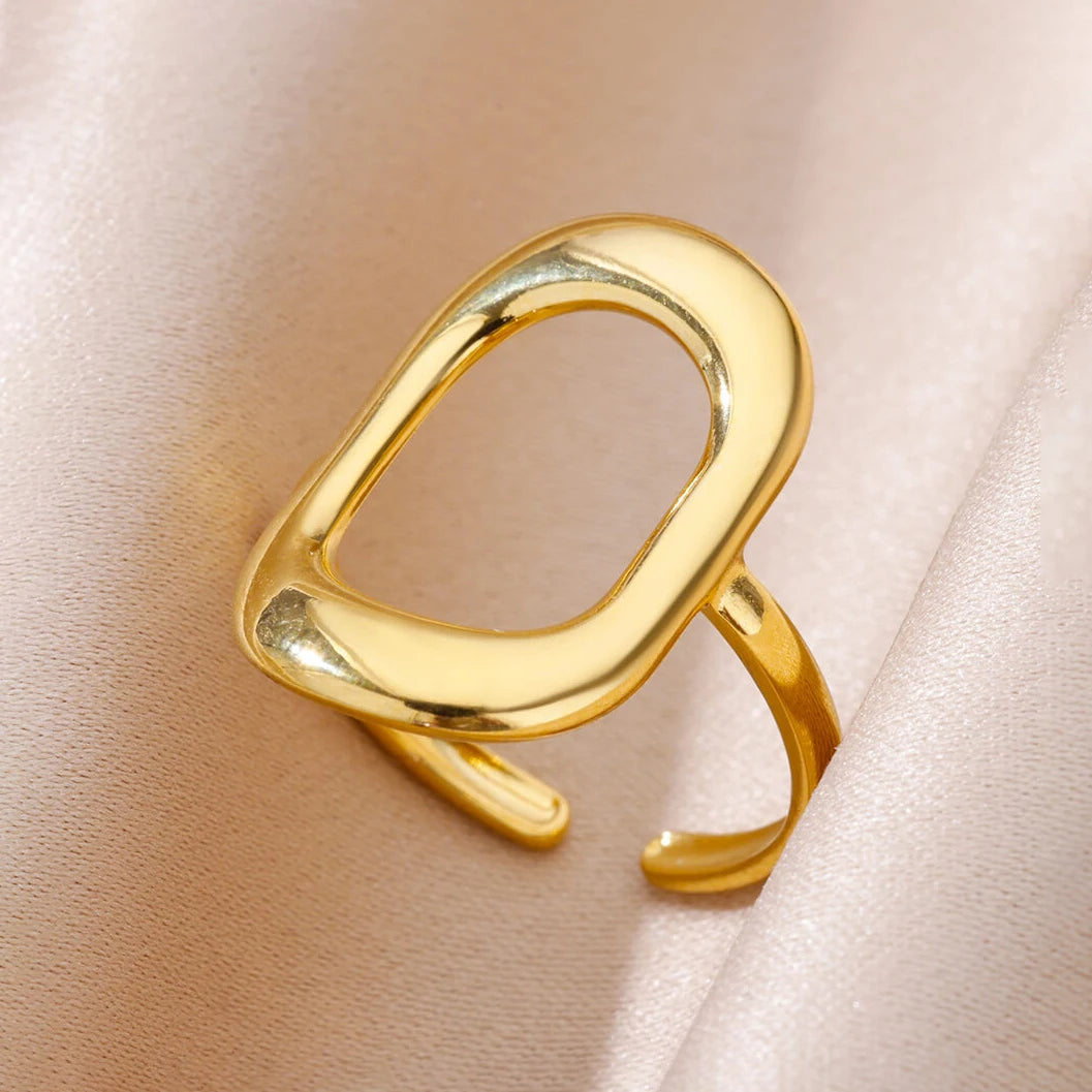 Stainless Steel Rings for Women Gold Color Multilayer Geometric Open Ring Vintage