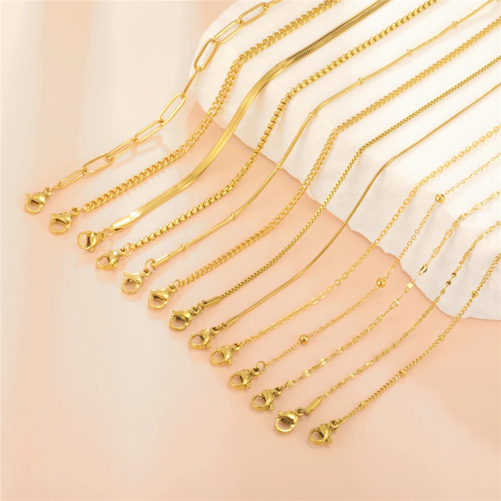 Gold Color Chain Necklace Women Minimalist Cuban Paperclip