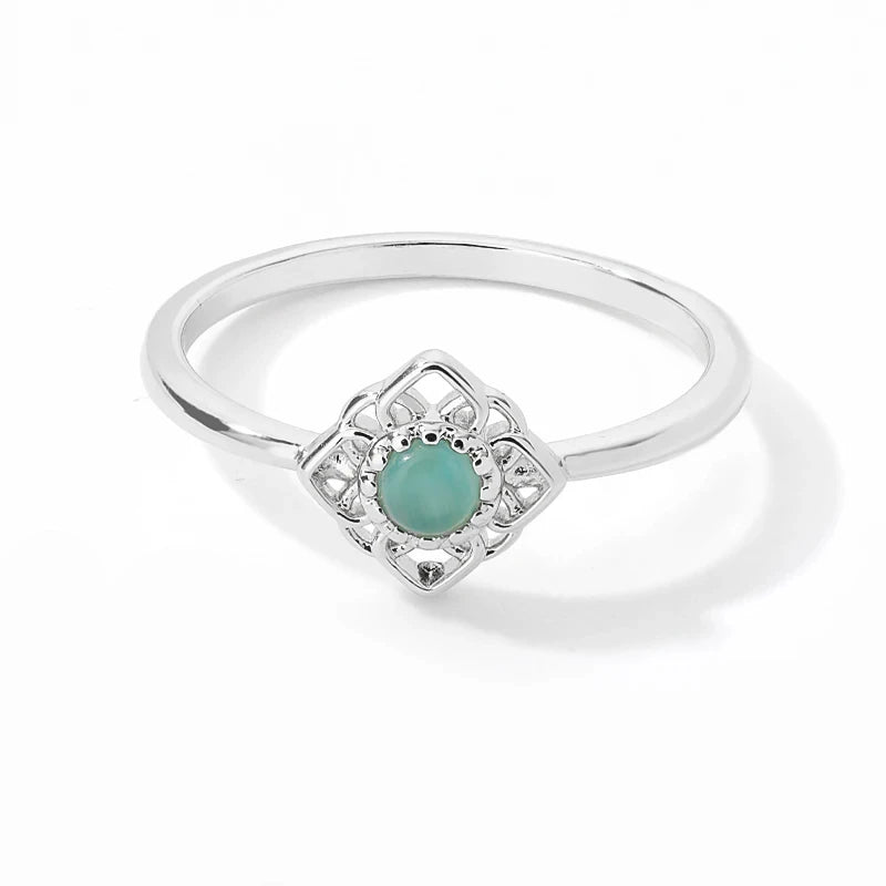 Stainless Steel Lotus Flower Ring for Women Gold Color Vintage Stone Opal Oval