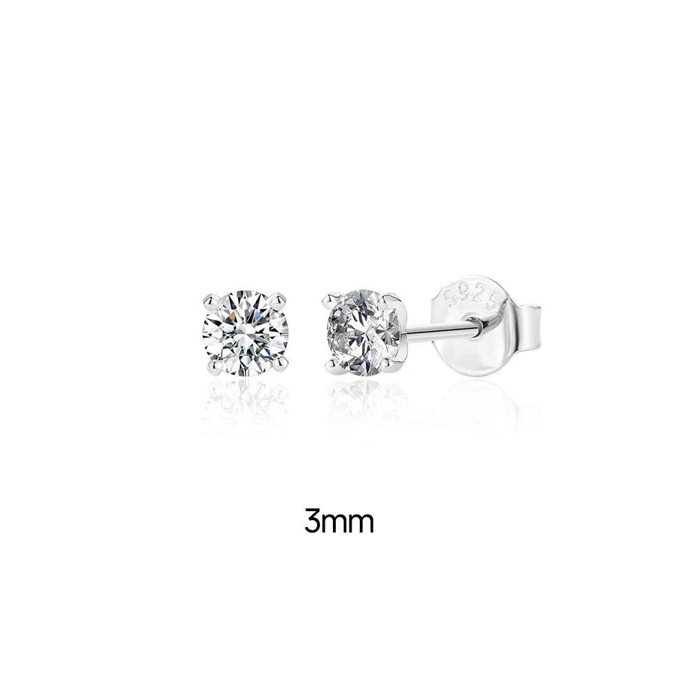 0.5-1.2 Carat D Color Moissanite Ear Stud Earrings For Women 925 Sterling Silver Sparkling