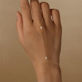 925 Sterling Silver Flower Clover CZ Finger Ring Chain Bracelet For Women Ins Hand Chain Horse Eye