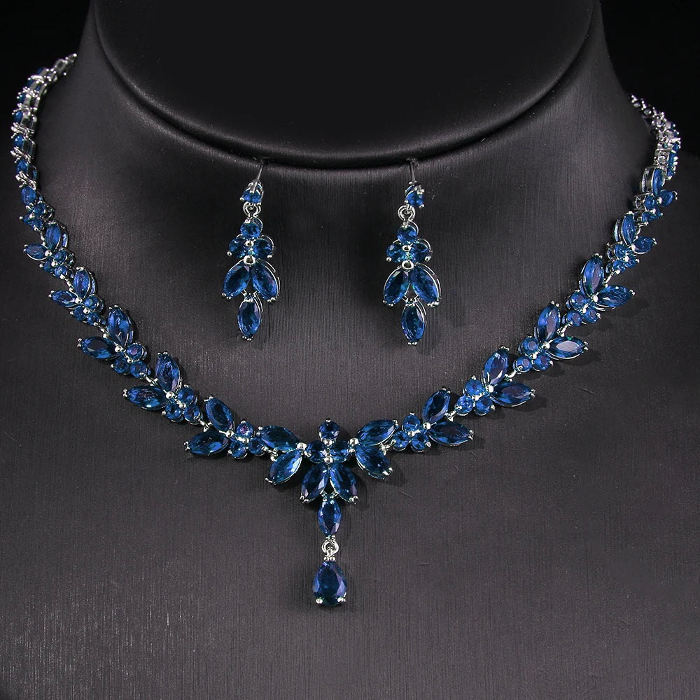 Emmaya Exquisite Jewelry Sets  Cubic Zircon Stud Earrings & Necklace