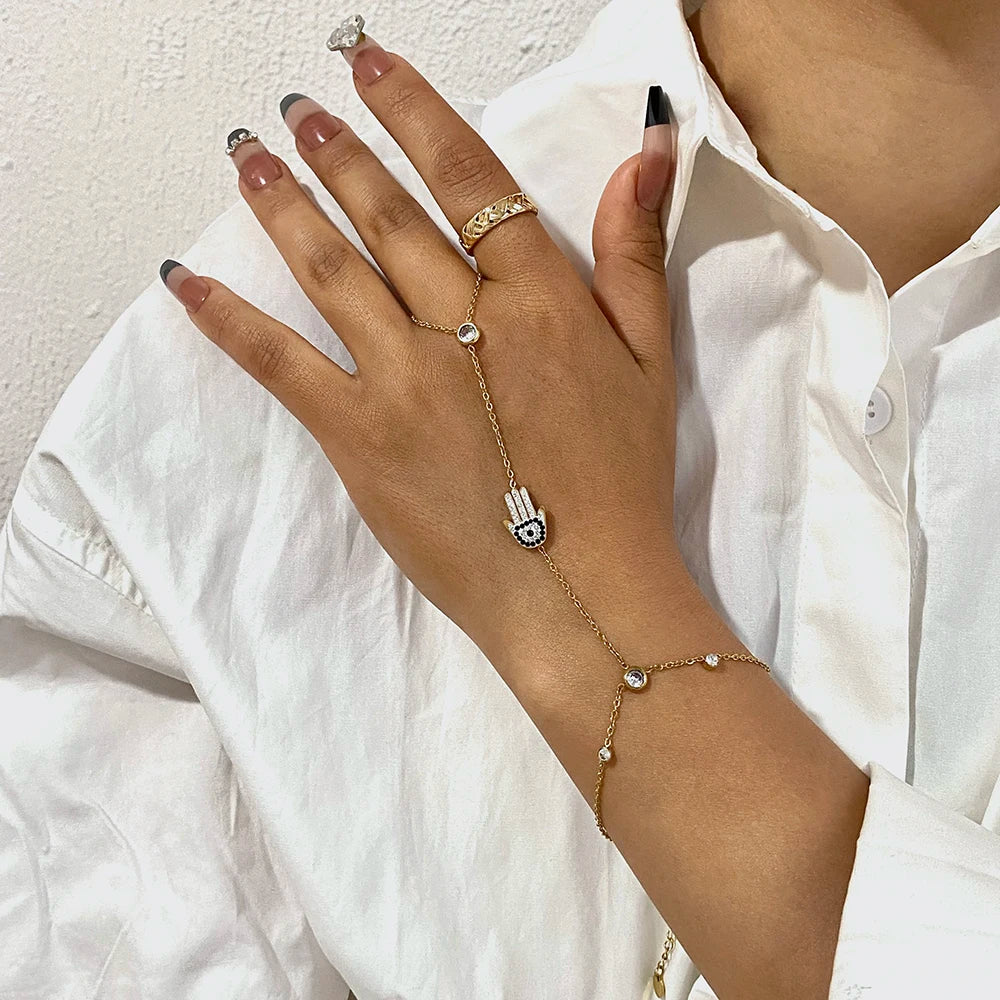Devil's Eye Palm Zircon Chain Bracelet