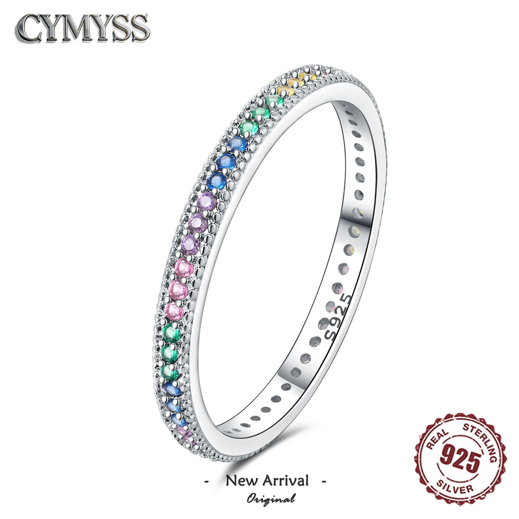Original 925 Sterling Silver Simple Colorful Zircon