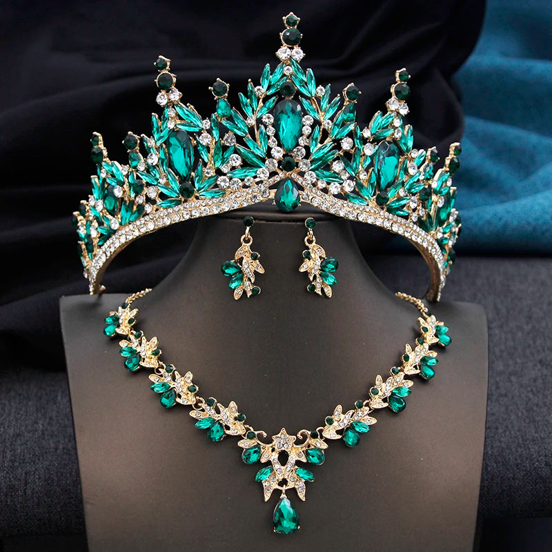 Royal Queen 3 Pcs Tiaras and necklace earrings