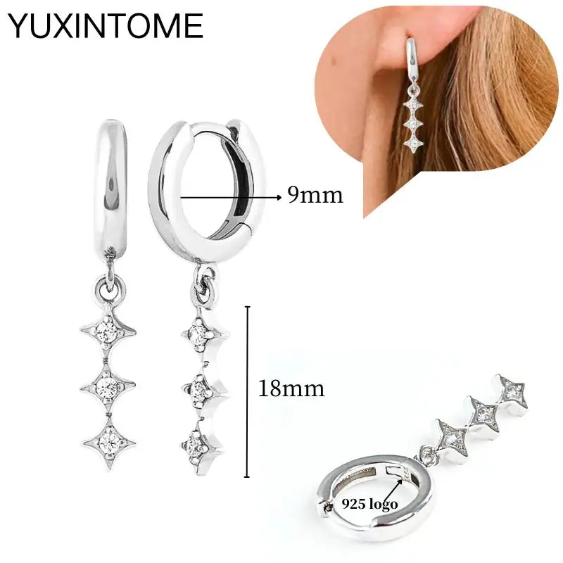 Sterling Silver White Crystal Earrings