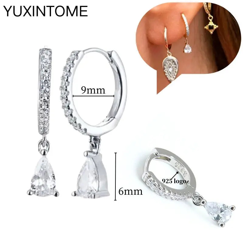 Sterling Silver White Crystal Earrings