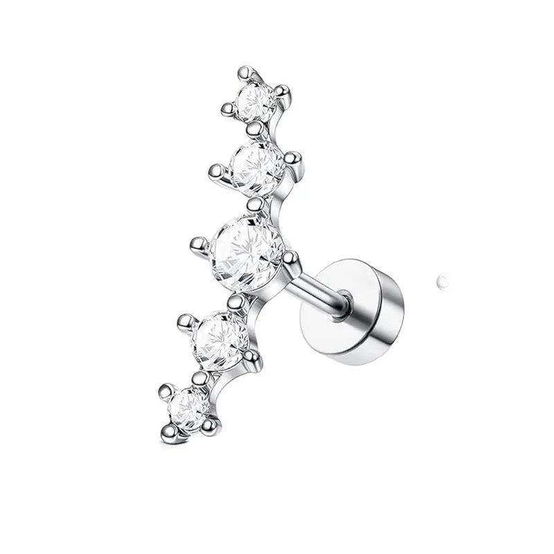 Bobisty 1pc 16G Cartilage Earring Stainless Steel Opal CZ Cartilage Conch Helix
