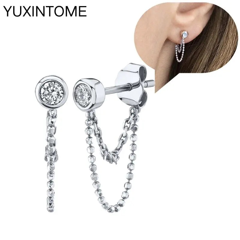 Sterling Silver White Crystal Earrings