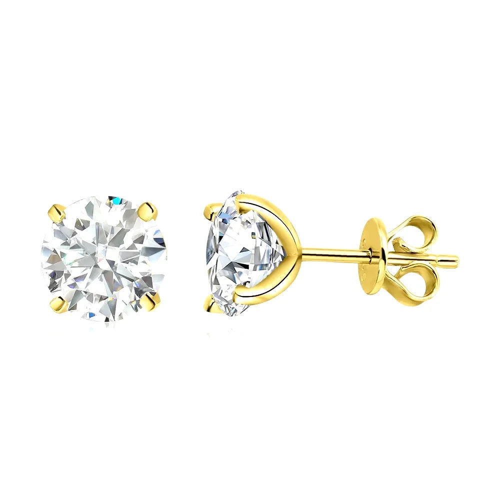 0.2-3CT Moissanite Stud Earrings For Women Rose Gold Tone Plated Solid 925 Sterling Silver Sparkling Lab Created Diamond