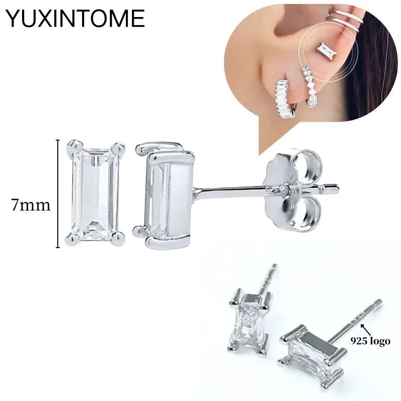 Sterling Silver White Crystal Earrings