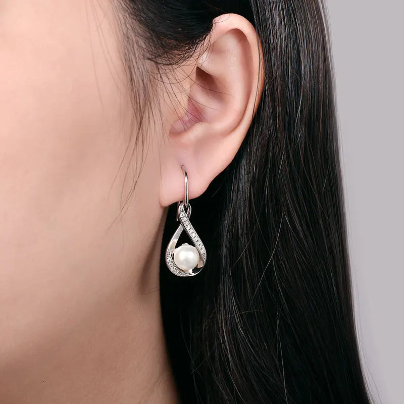 Infinity D Moissanite Dangle Hook Earrings