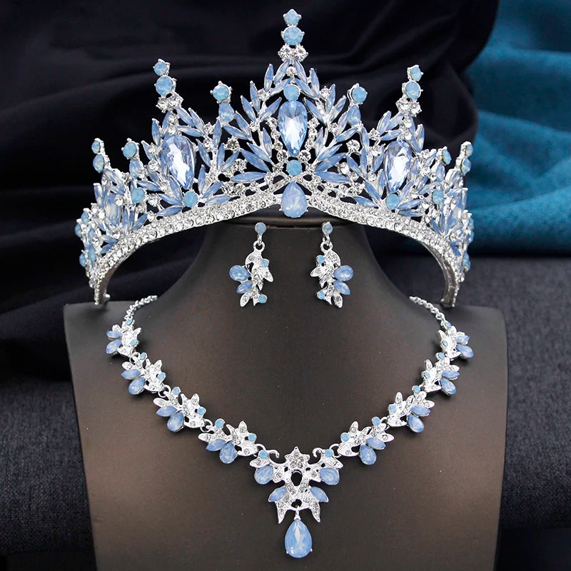 Royal Queen 3 Pcs Tiaras and necklace earrings