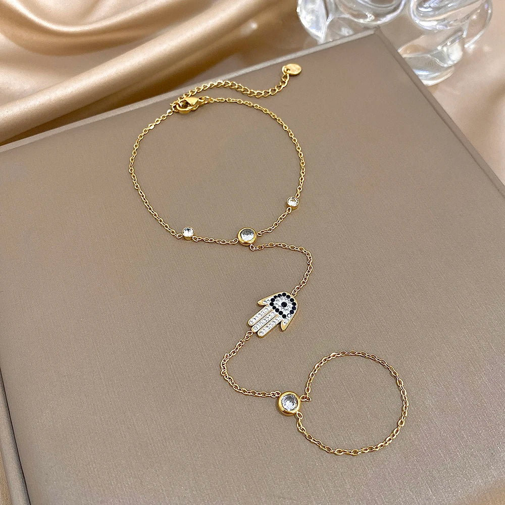 Devil's Eye Palm Zircon Chain Bracelet