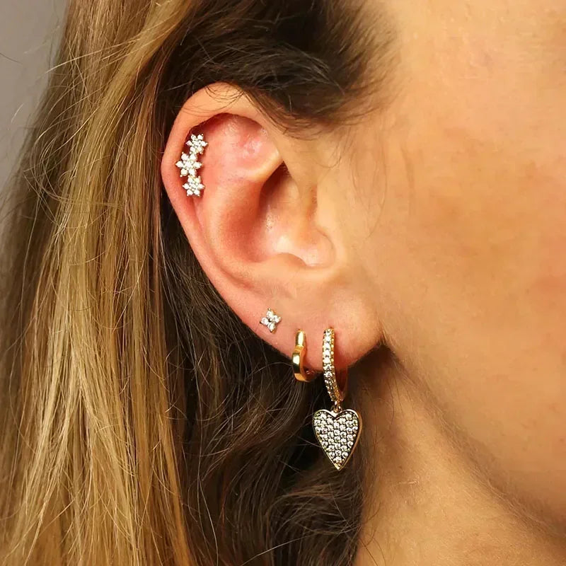 Sterling Silver White Crystal Earrings