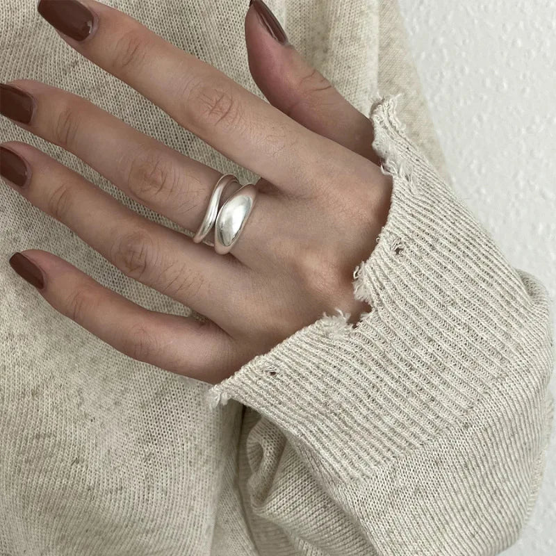 925 Sterling Silver Irregular Ring for Women Geometry Versatile Minimalism