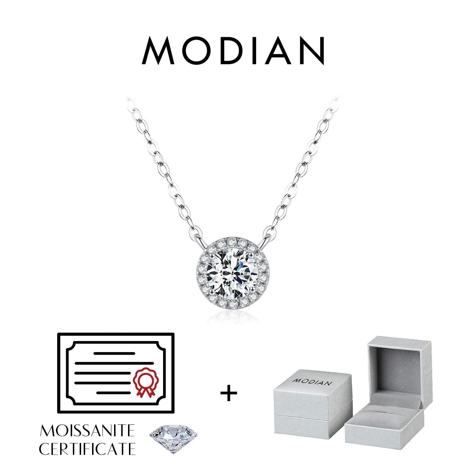 Square & Round Halo Moissanite 925 Sterling Silver Pendant