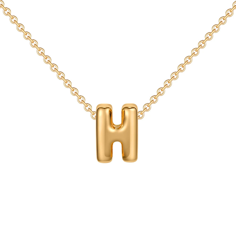 Dainty Mini Bubble Letter Necklace Gold Plated