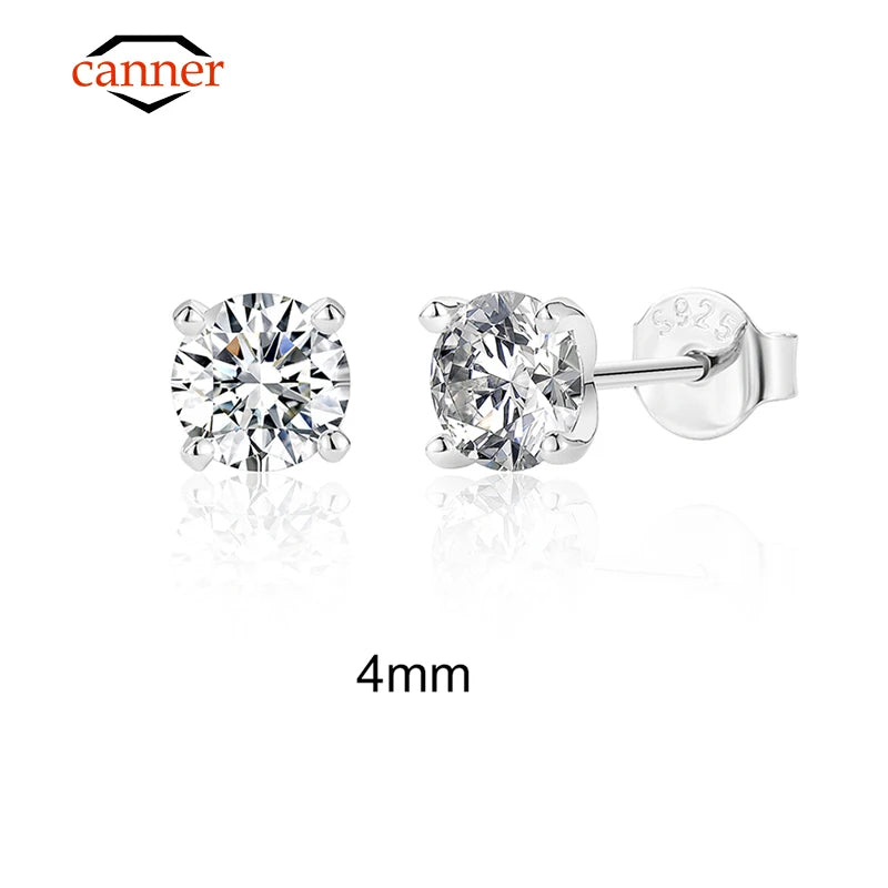 0.5-1.2 Carat D Color Moissanite Ear Stud Earrings For Women 925 Sterling Silver Sparkling