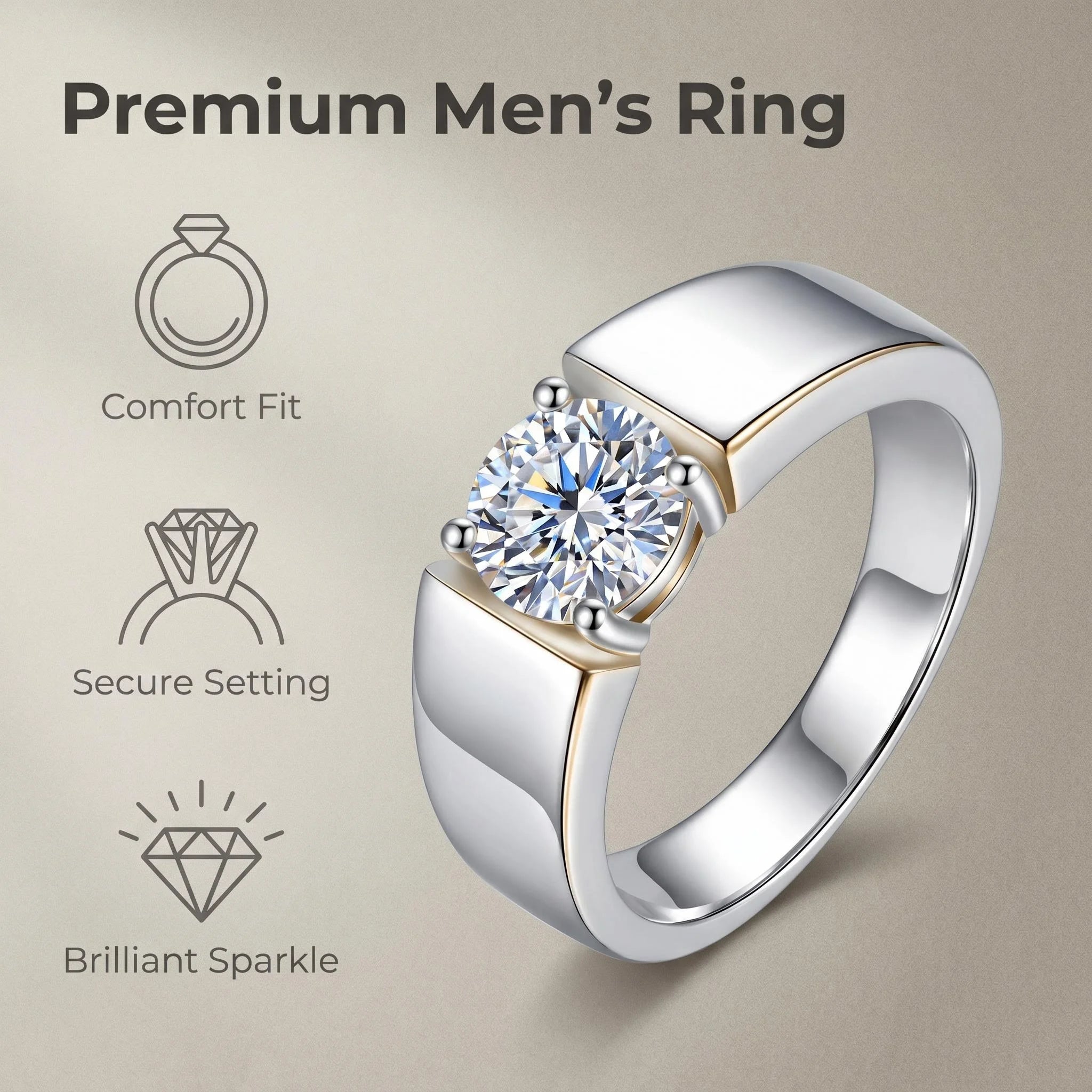 Moissanite Ring For Women 925 Silver Stone