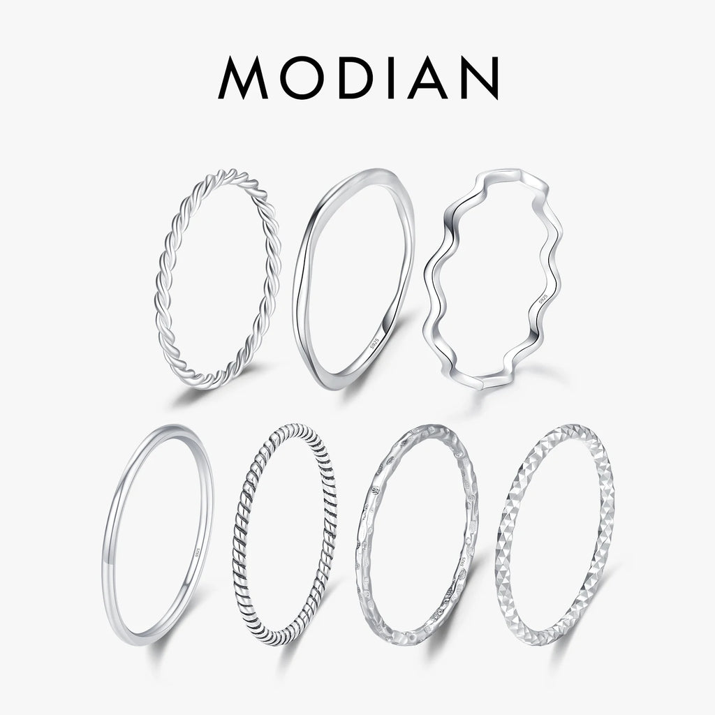 Sterling Silver Stackable Ring Classic Wave Geometric