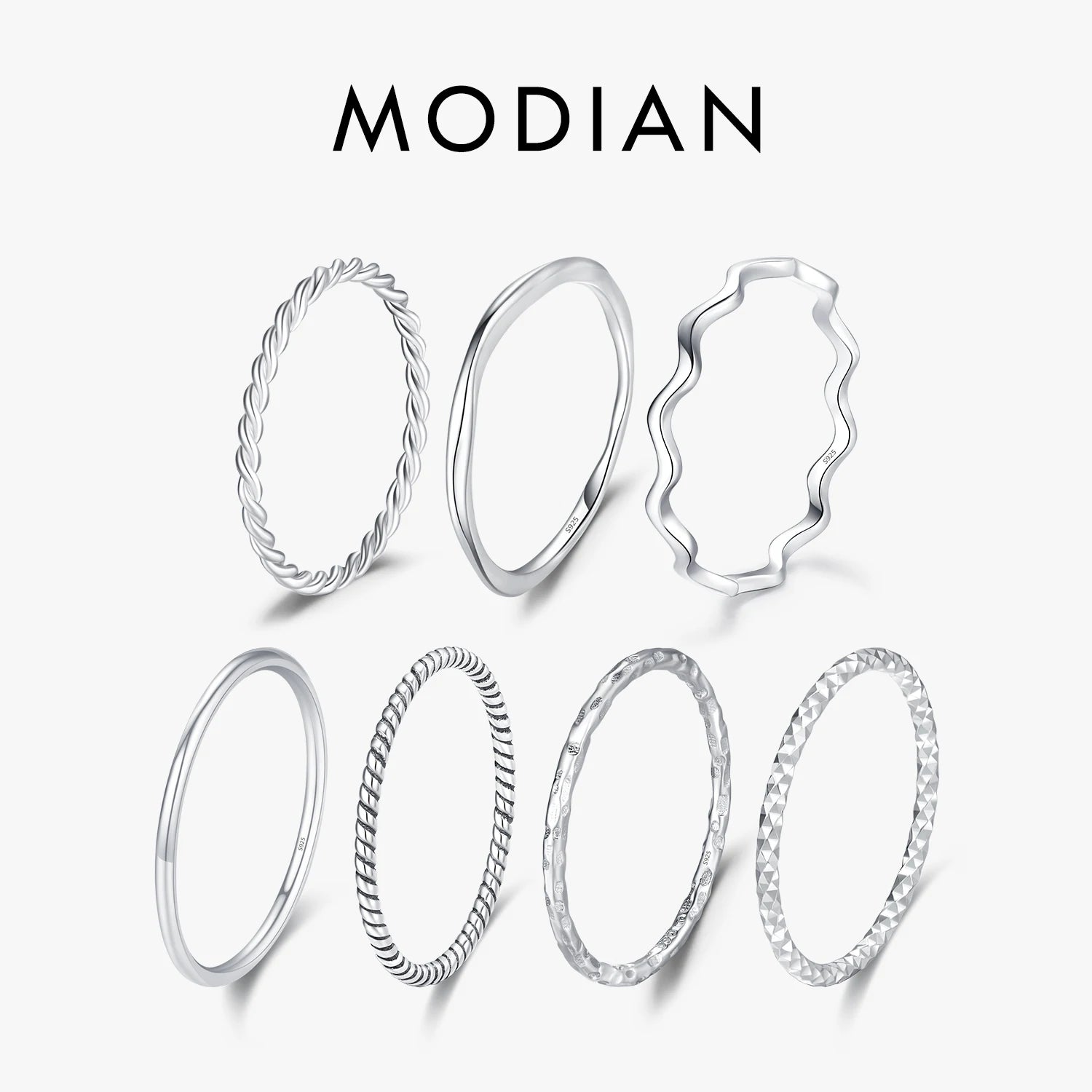 Sterling Silver Stackable Ring Classic Wave Geometric
