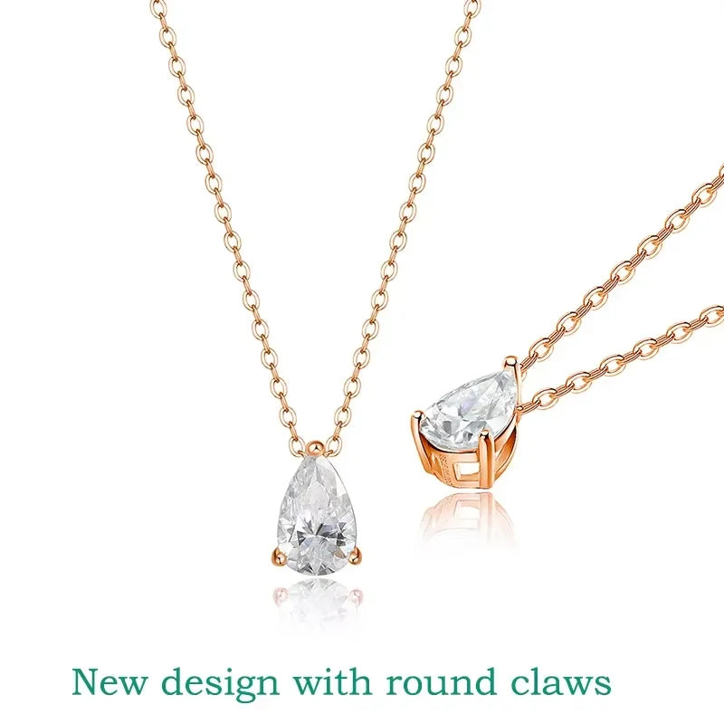 Smyoue 1-4CT Pear Cut Moissanite Pendant Necklace for Women Girls 3 Designs Lab Diamond Wedding Silver 925 Chains Fine Jewelry