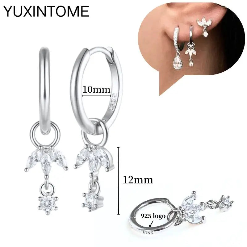 Sterling Silver White Crystal Earrings