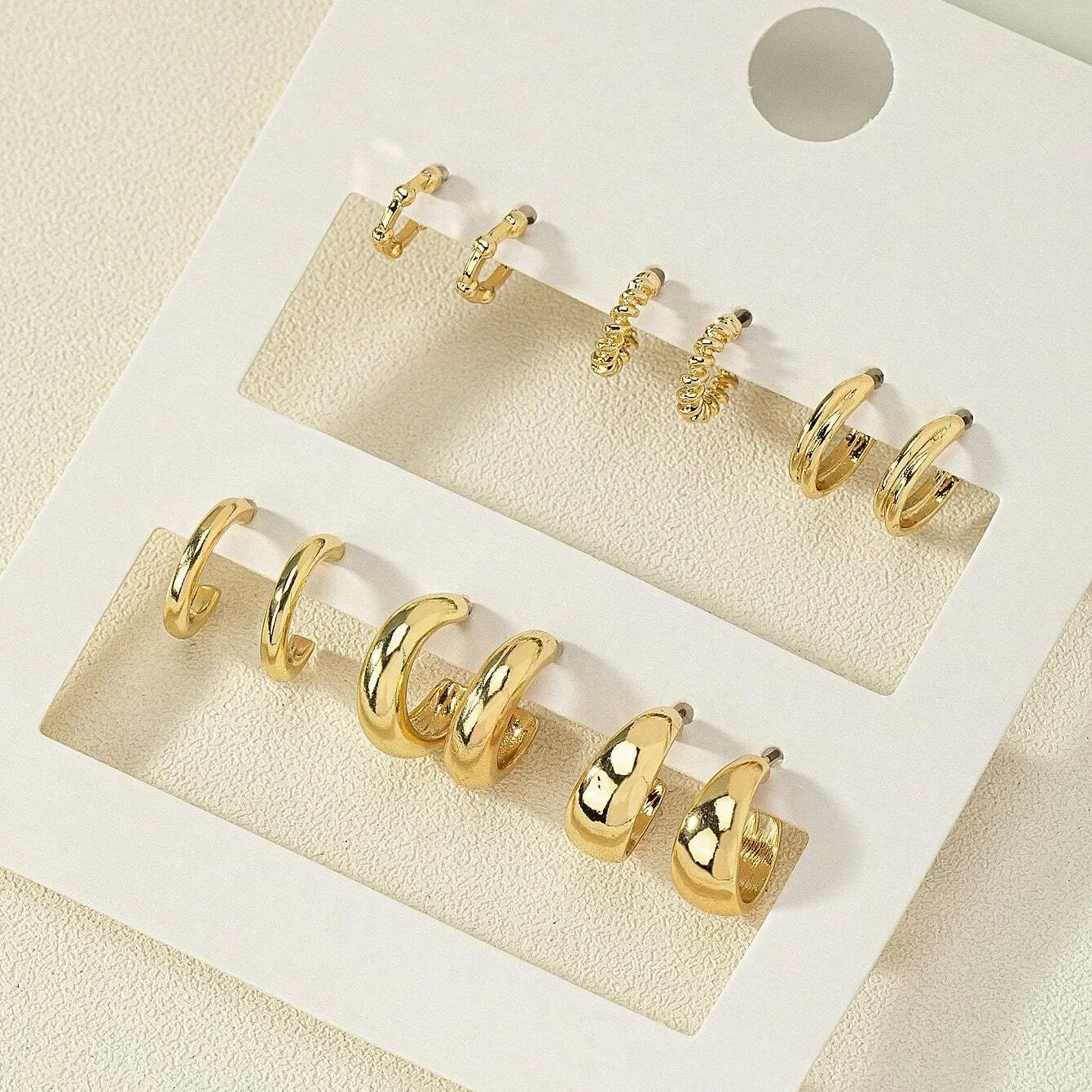 8pcs Fashion Stainless Steel Crystal Circle Huggie