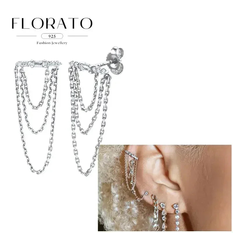 Earrings Chain Tassel Pendant Zircon