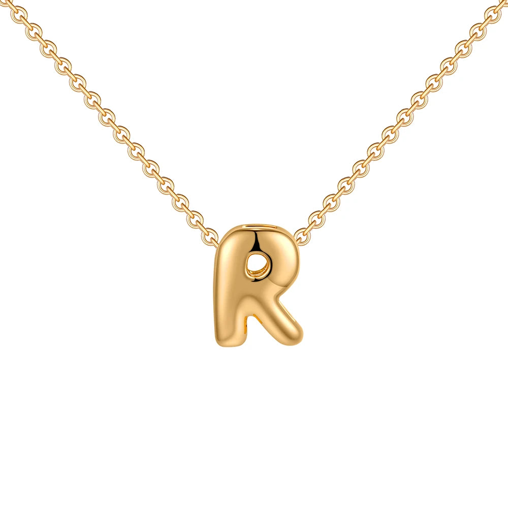 Dainty Mini Bubble Letter Necklace Gold Plated