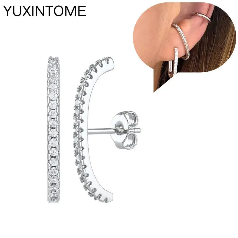 Sterling Silver White Crystal Earrings