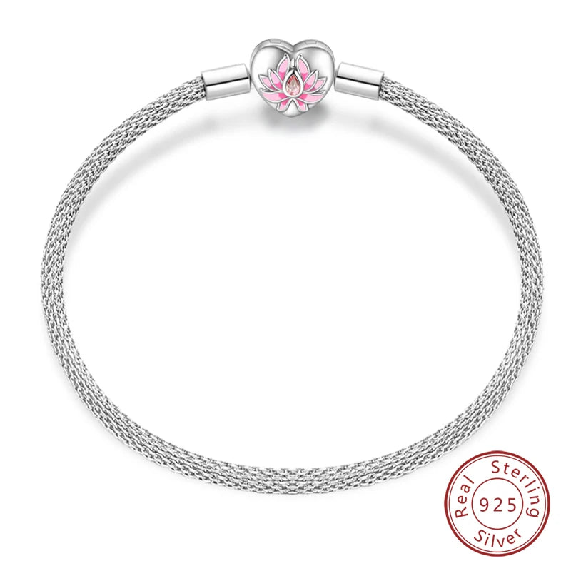 Bracelet Silver 925  17-20CM Star Moon Sun Four Leaf Clover Green Zircon