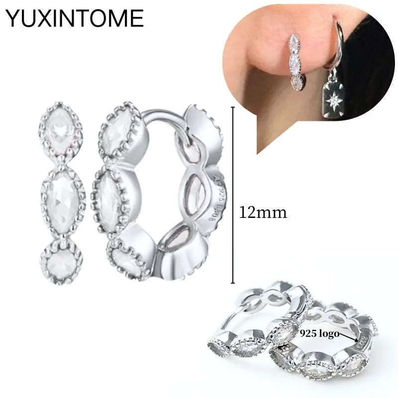 Sterling Silver White Crystal Earrings