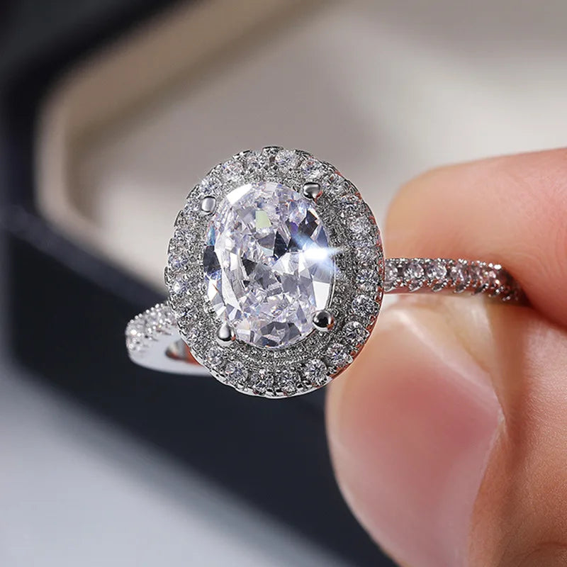 Moissanite 925 Sterling Silver Ring For Women Square Round 1CT 2CT 3CT Brilliant Diamond