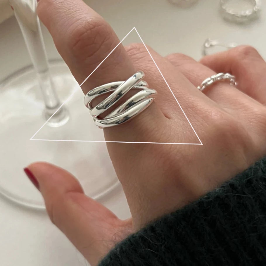 925 Sterling Silver Irregular Ring for Women Geometry Versatile Minimalism