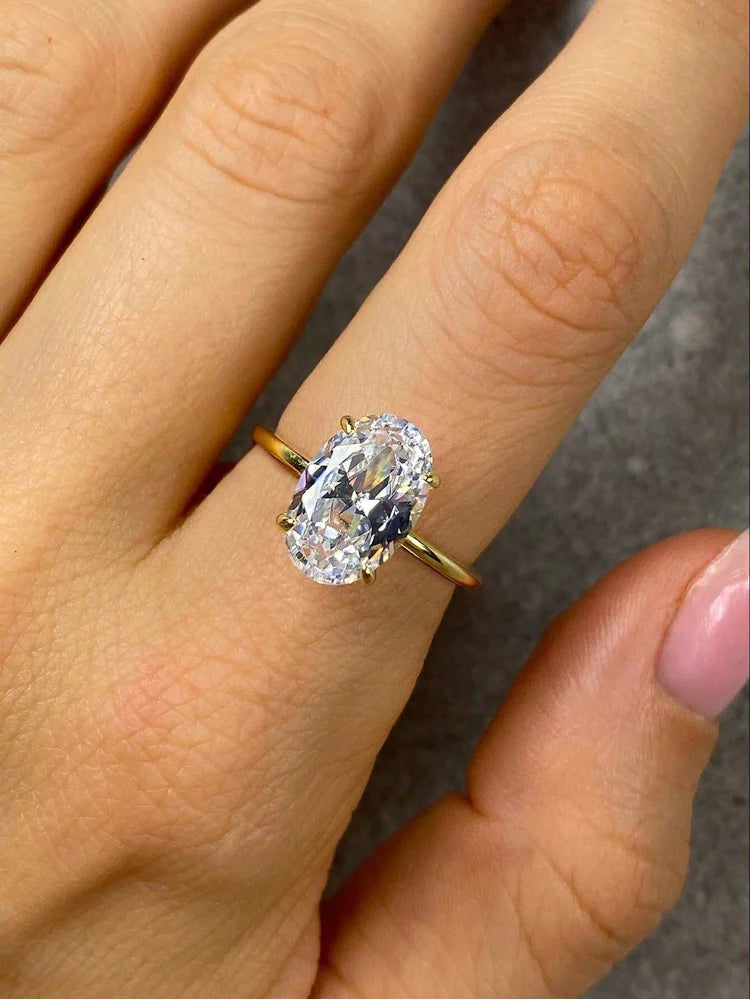 925 Sterling Silve Shiny 1-8CT Zircon Oval Stone