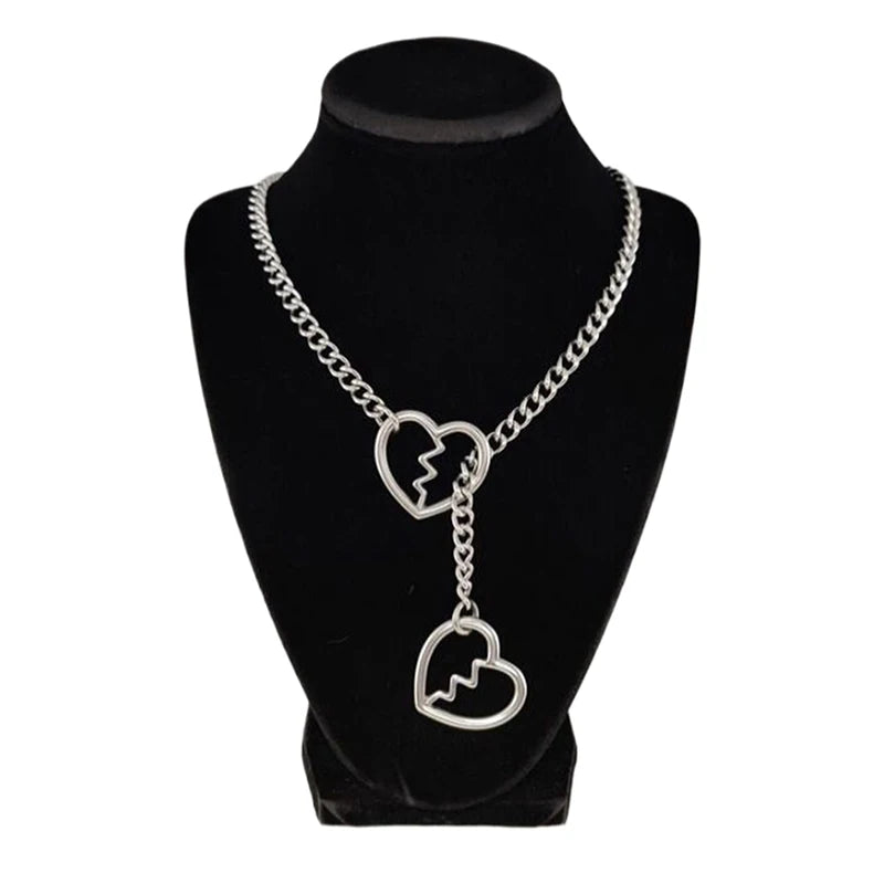 Heart O-ring Slip Chain For Women Y-Necklace