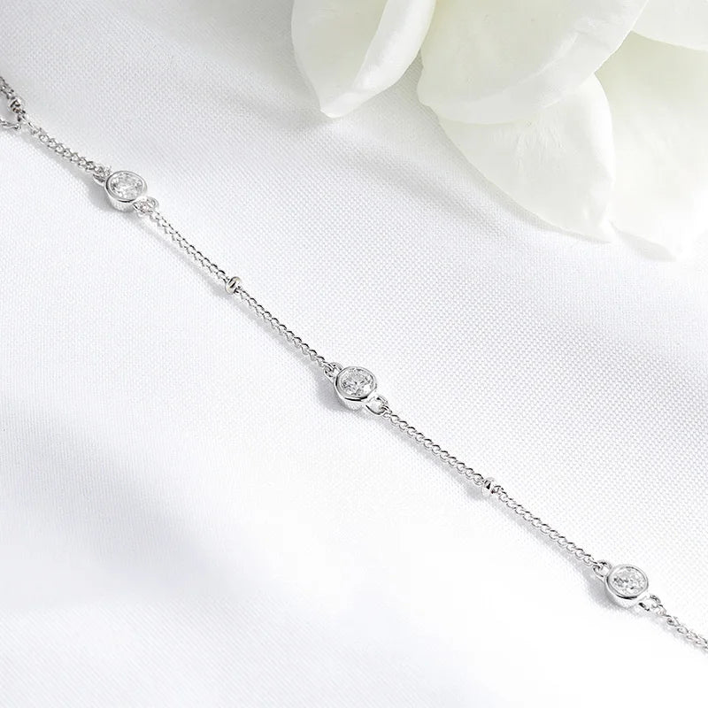 3MM Moissanite Bracelet 925 Sterling Silver Plated 18K