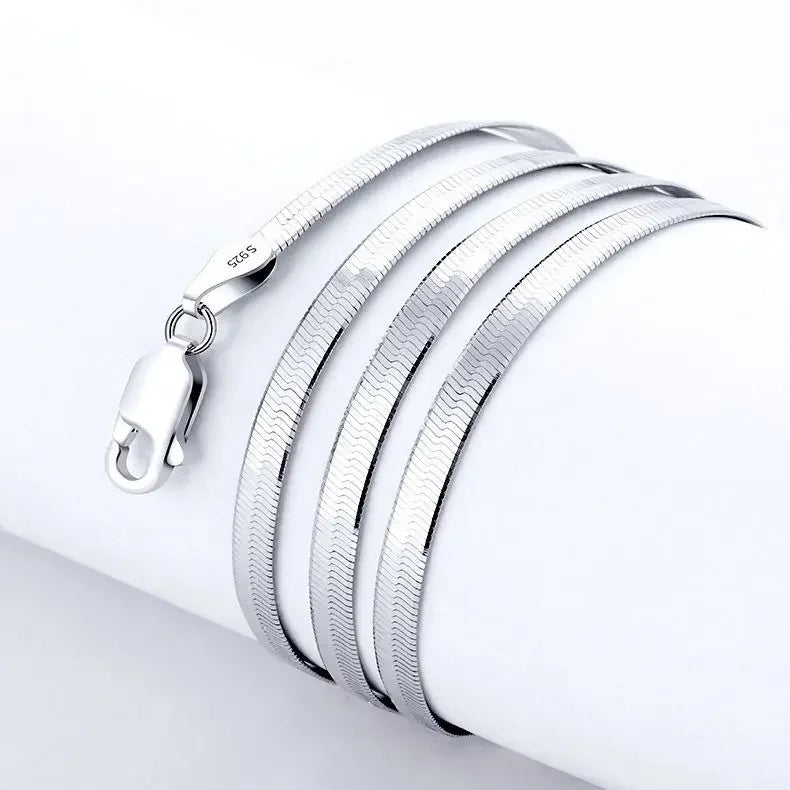 Gold Fine 4MM Blade Flat Snake Chain Necklace