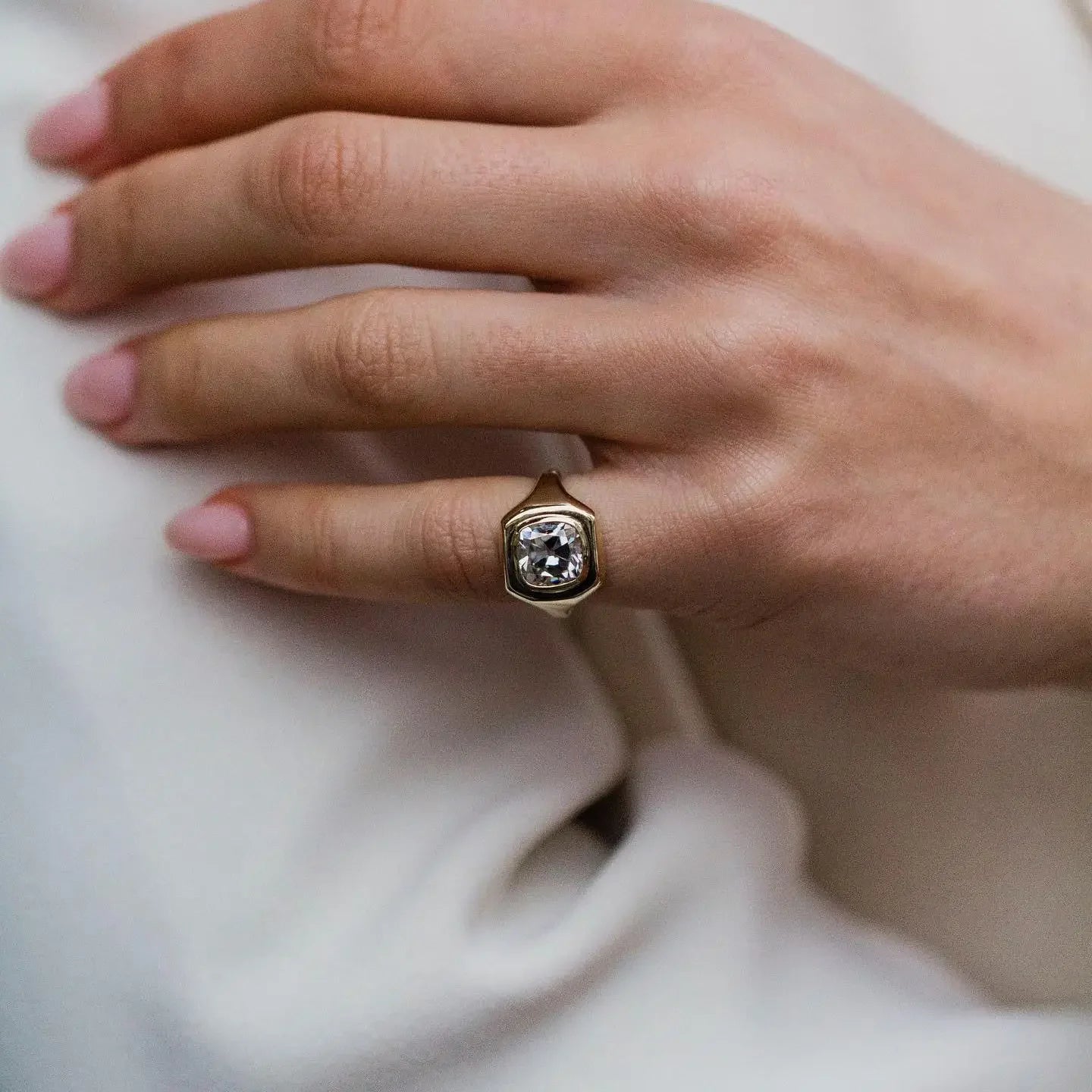 Moissanite Rings 14K Rose Gold Vintage White